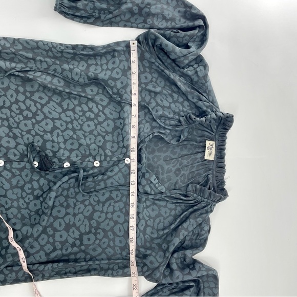 Show Me Your MuMu Alicia Tunic Satin Black Grey Cheetah Print Boho Button Up Top - Picture 5 of 8